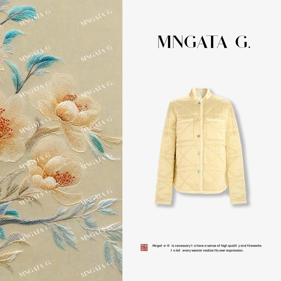 MNGATA G.宫小妍【黄彩堂】新中式绵羊毛骆驼绒加棉秋冬外套5071556
