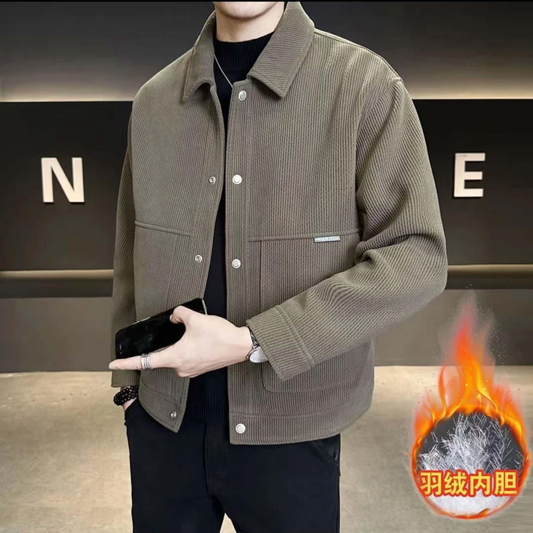 【新国标90白鸭绒】高织高密翻领羽绒服冬季男装宽松百搭外套