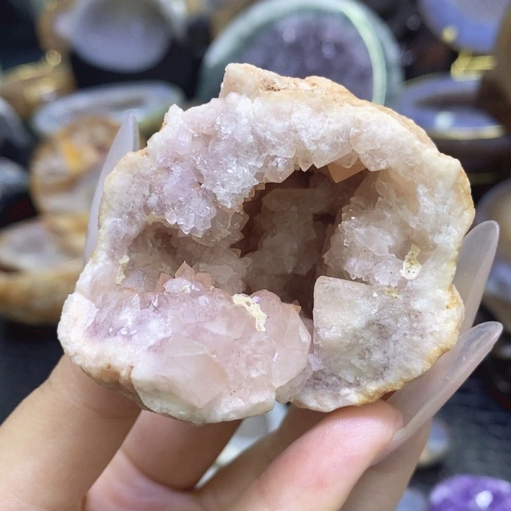 未镶嵌珠宝半成品紫晶粉晶洞