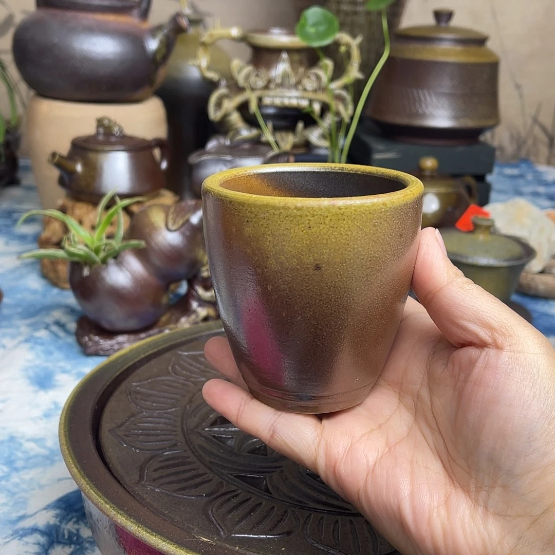 柴烧手拉胚大缸杯茶杯