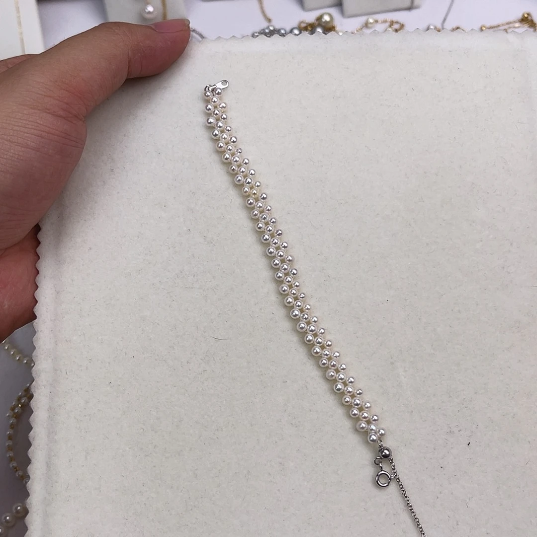 银S925镶嵌手绳淡水珍珠
