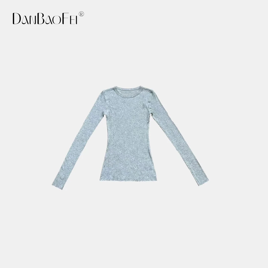 【kiki】极简修身圆领休闲通勤百搭打底针织衫 WB00557