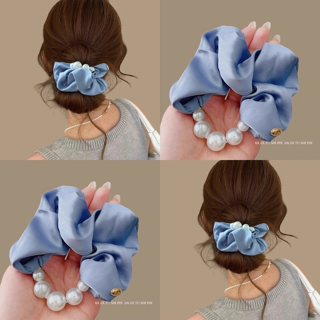 温柔气质珍珠发圈少女低马尾发量少专用头绳发绳皮筋女盘发器头饰