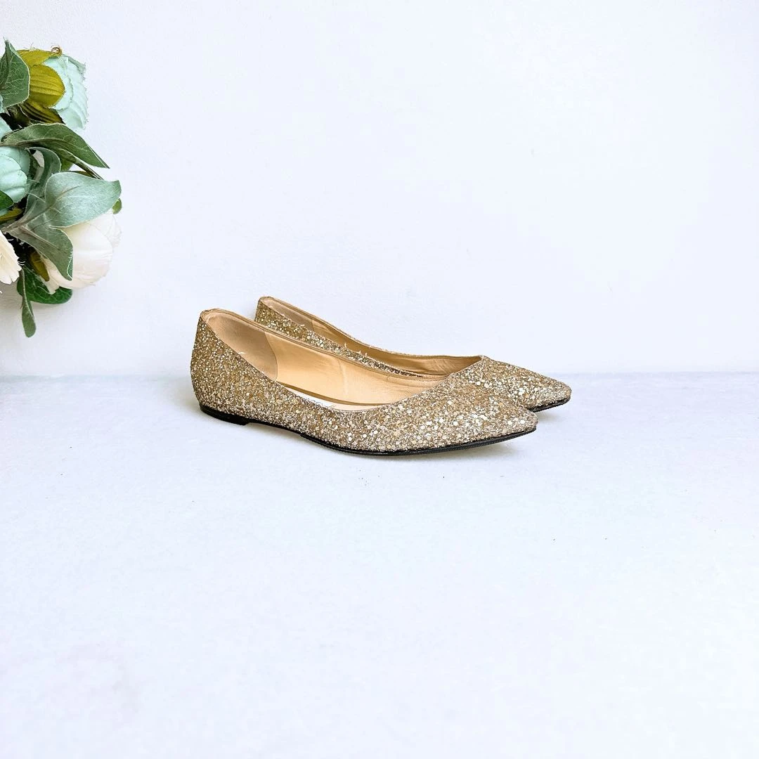 95新/Jimmy Choo/周仰杰/平跟鞋/35码/Xsp37150