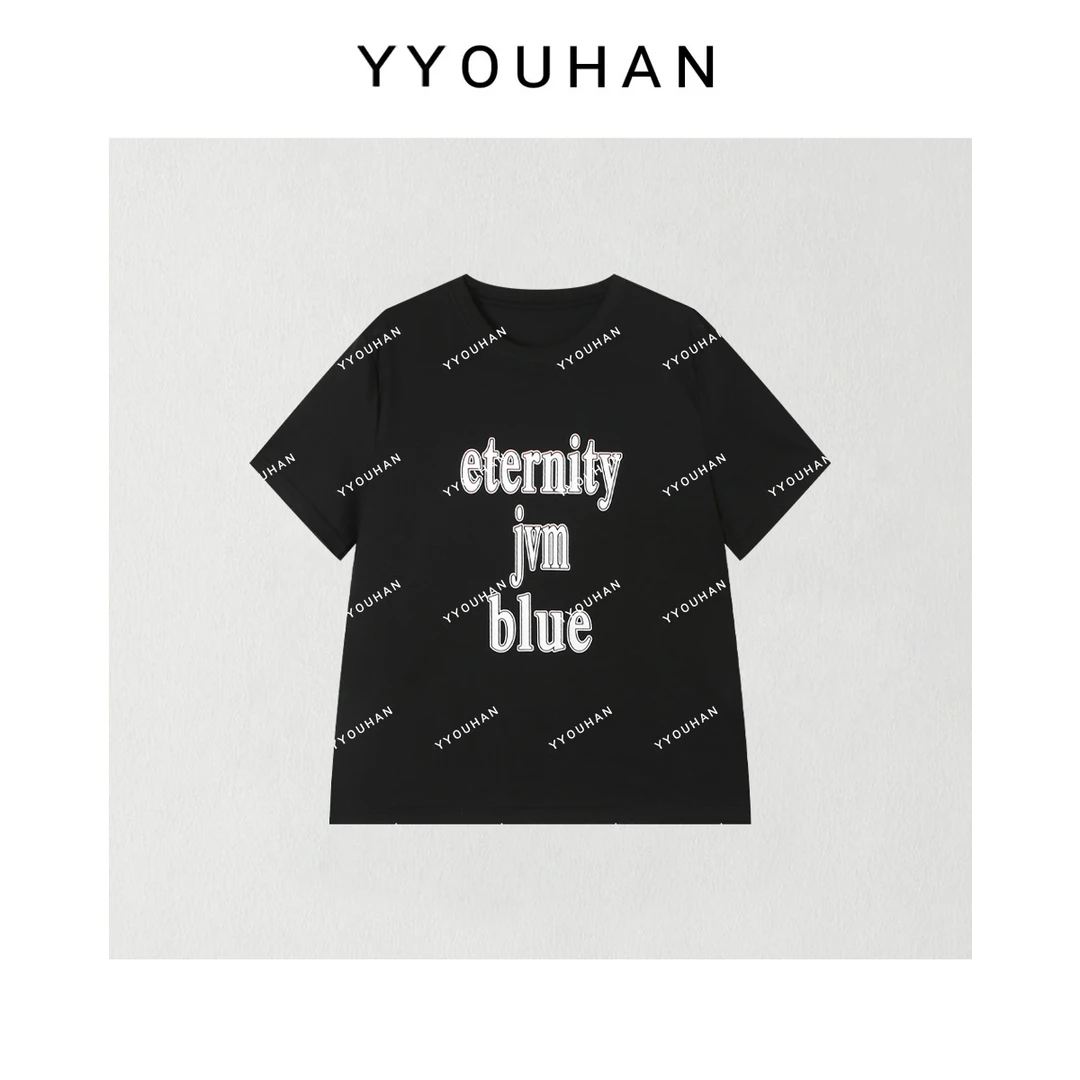 YYOUHAN 2025夏季小众设计极简风显瘦百搭字母T恤上衣 2505C2595