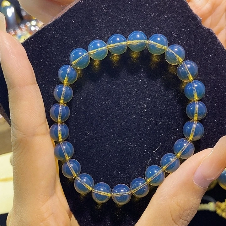 蓝珀未镶嵌珠宝奇石墨西哥蓝珀手串8