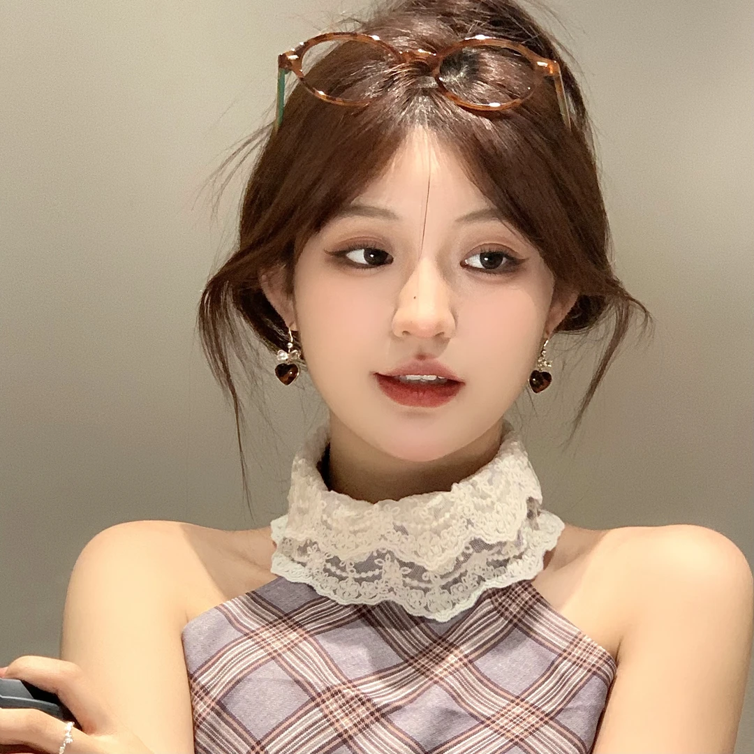 FULL GIRLISH耳环00873法式豹纹爱心耳钉耳饰