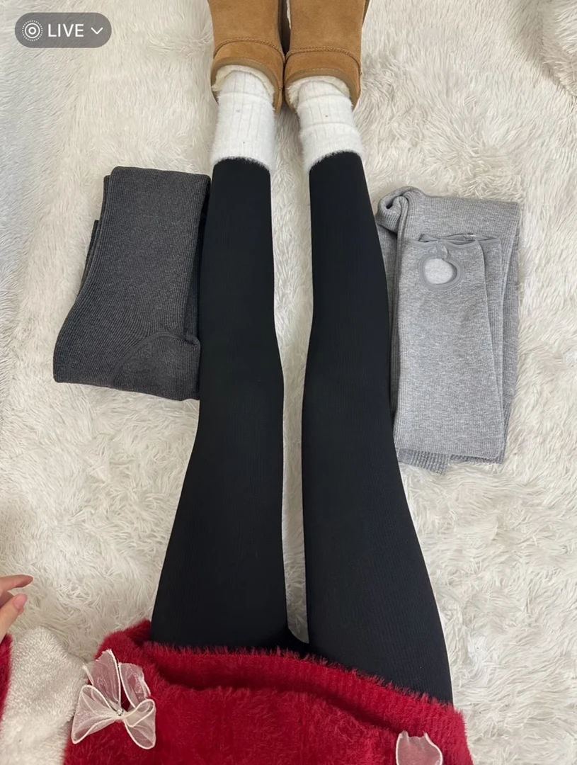 人手一条～竖条纹棉百搭裤袜