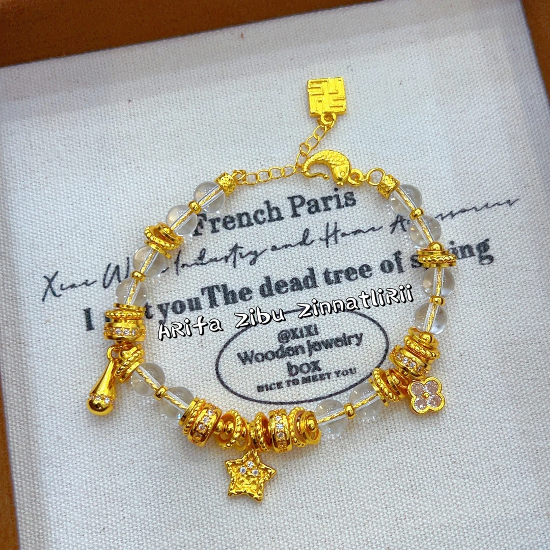 铜合金手链 阿热发新款时尚百搭个性古法手链轻奢气质金色复古