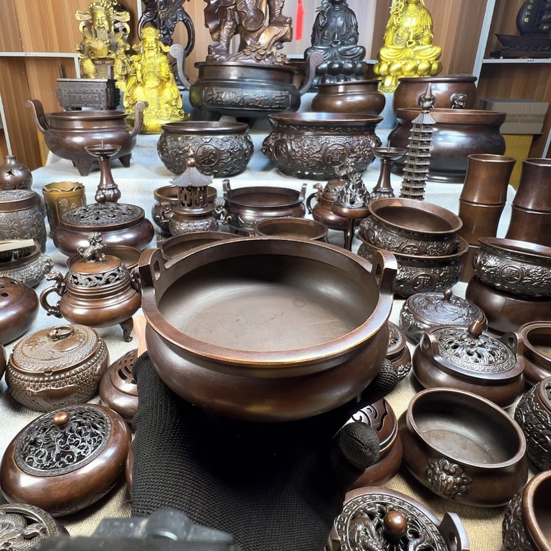 看***闹铜香炉铜摆件铜工艺品