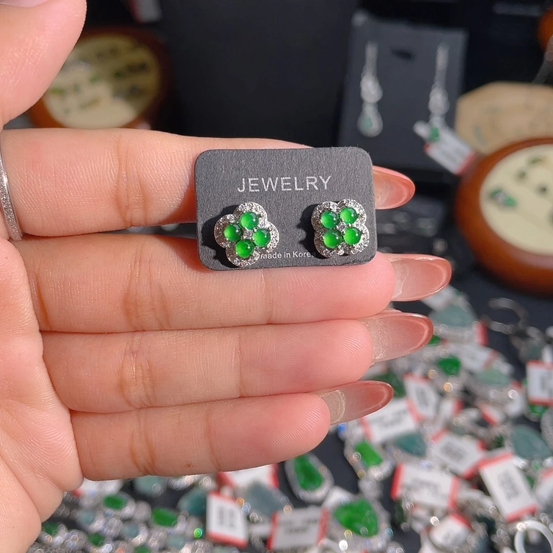 翡翠未镶嵌耳饰耳钉