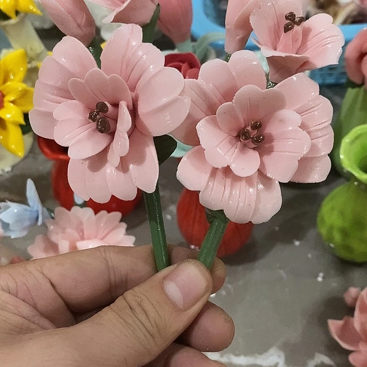 瓷片纯手工陶瓷花摆件瑕
