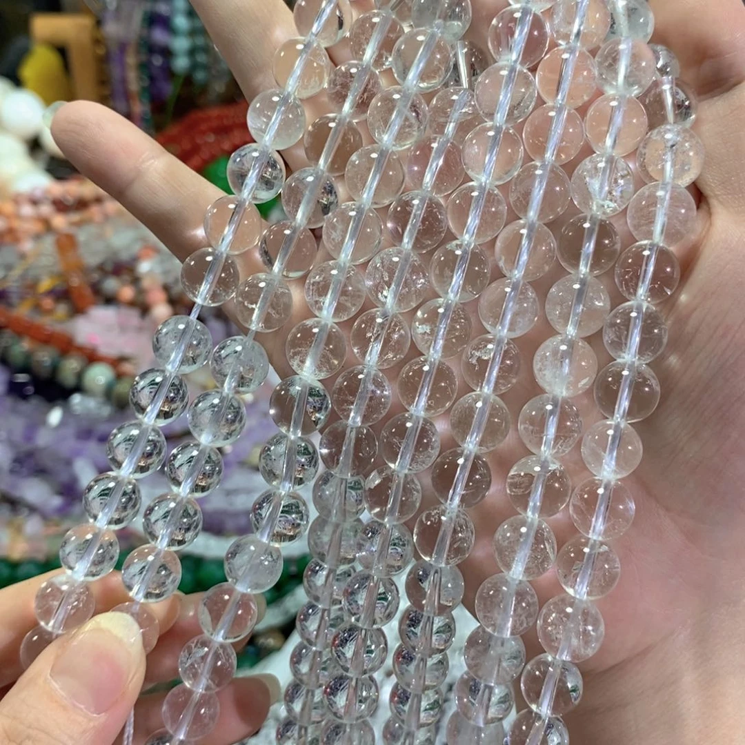 未镶嵌玛瑙/玉髓珠宝半成品白水晶一条卡10mm