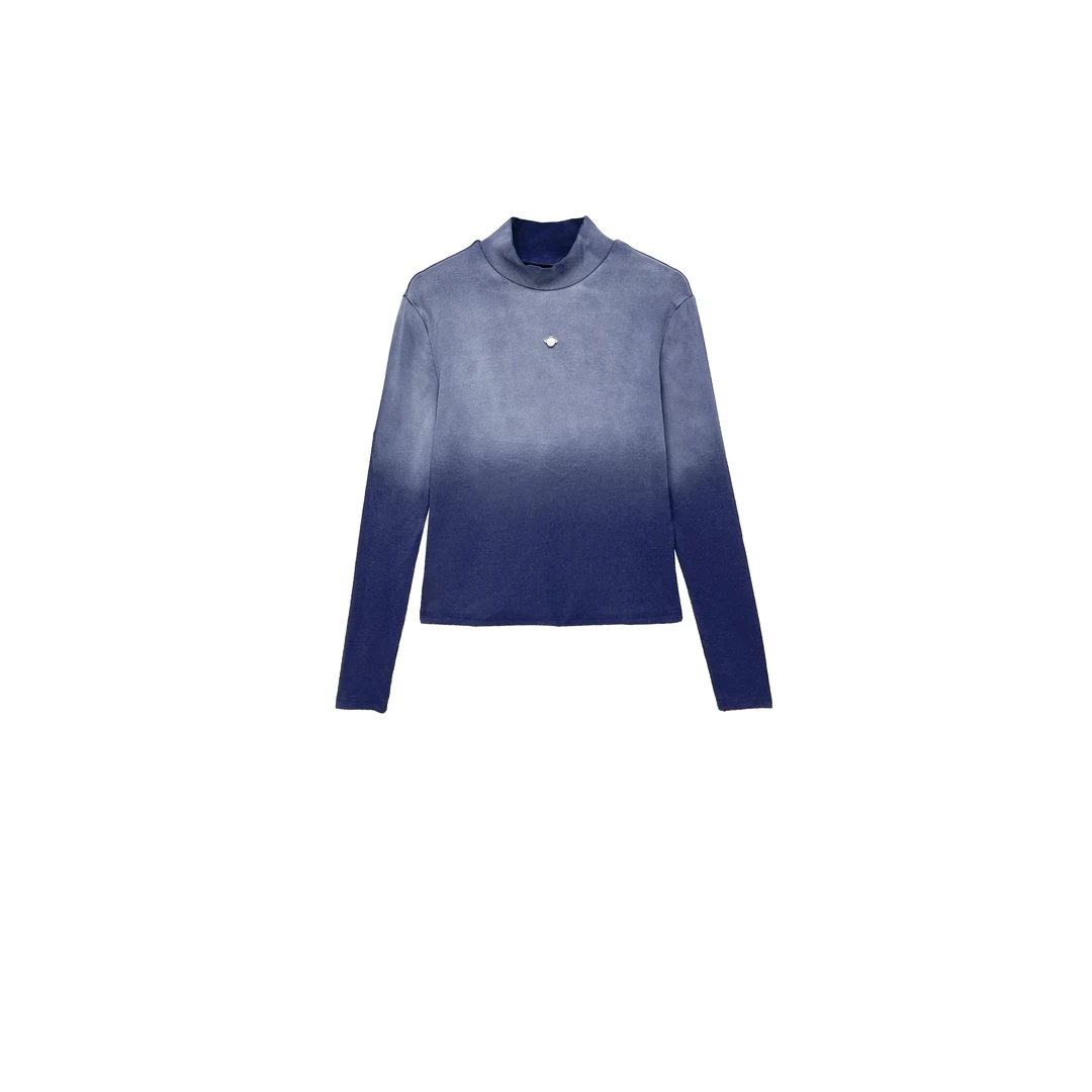 【MIXCITY亚楠家】星球T◆藏蓝渐变半高领长袖打底衫T恤9185