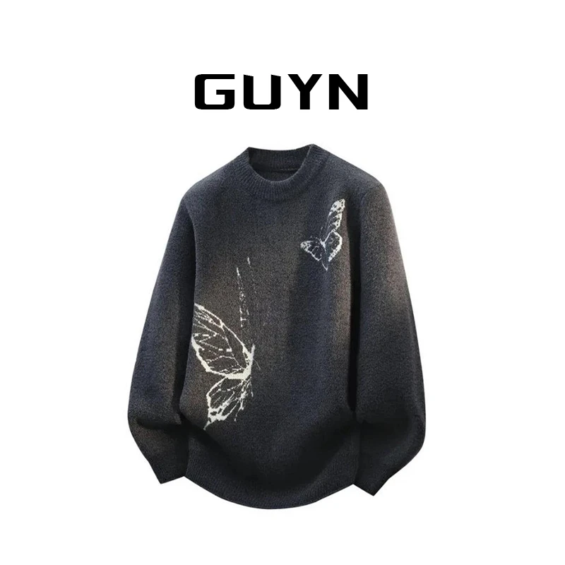 【品牌正品现货】GUYN时尚毛衣针织衫男士秋冬休闲百搭打底衫上衣