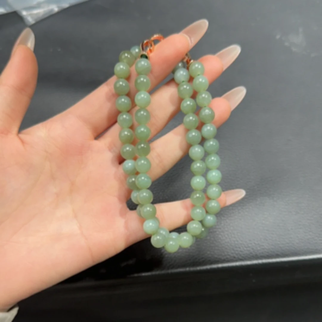 项链纯天然俄罗斯碧玉粉青8mm多样性拍一发一