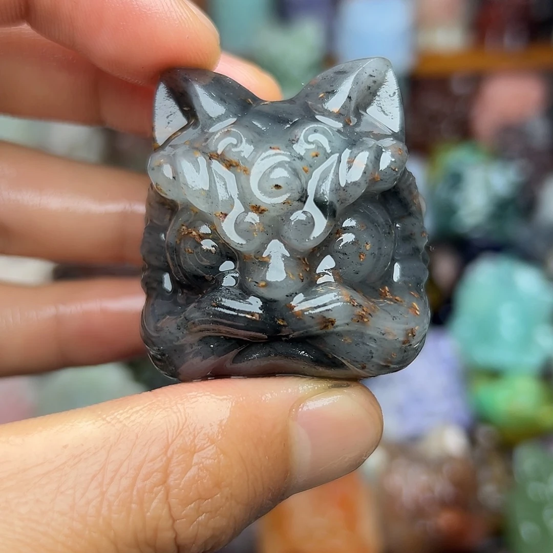 石材醒狮小白水墨