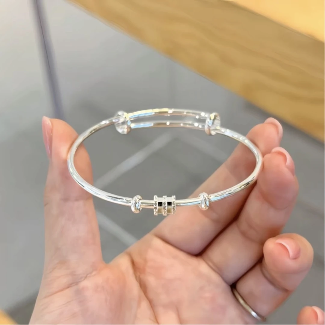 足银手镯 21号 小蛮腰推拉实心足银手镯