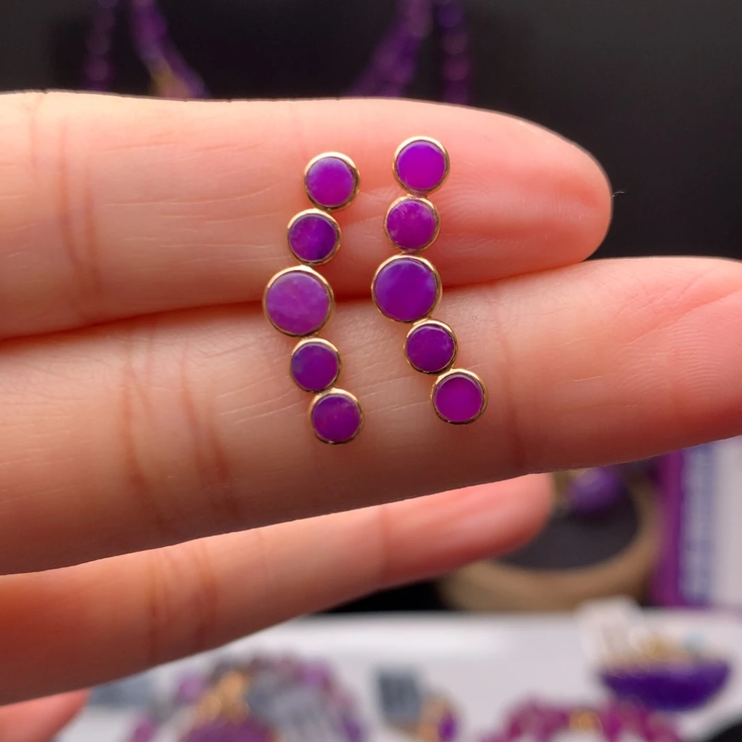 苏纪石（舒俱来）18K金镶嵌耳饰