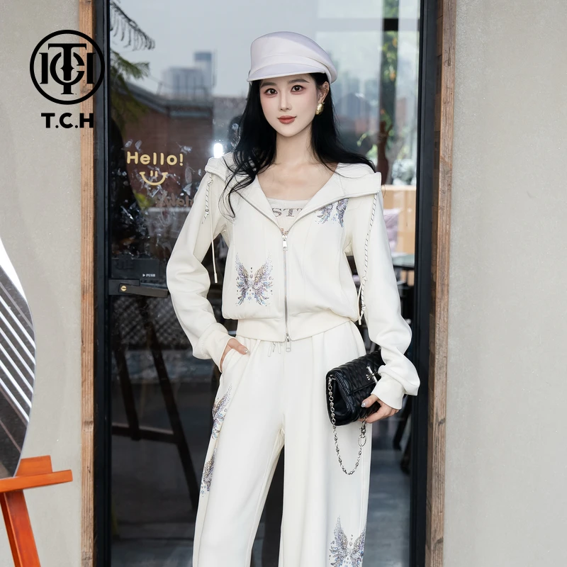 TCH私服烫钻工艺新时尚淑女百搭新潮流套装女T75C07E1030轻奢tch