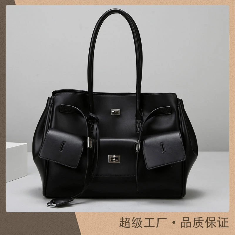 托特包休闲百搭包包女大容量高级感通勤女包黑色质感单肩包可手提