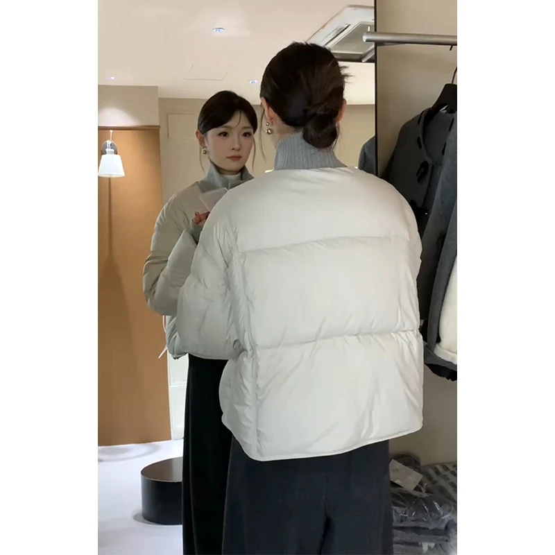 parkyeon冬季新款韩系穿搭立领针织拼接棉服外套阔腿休闲裤套装