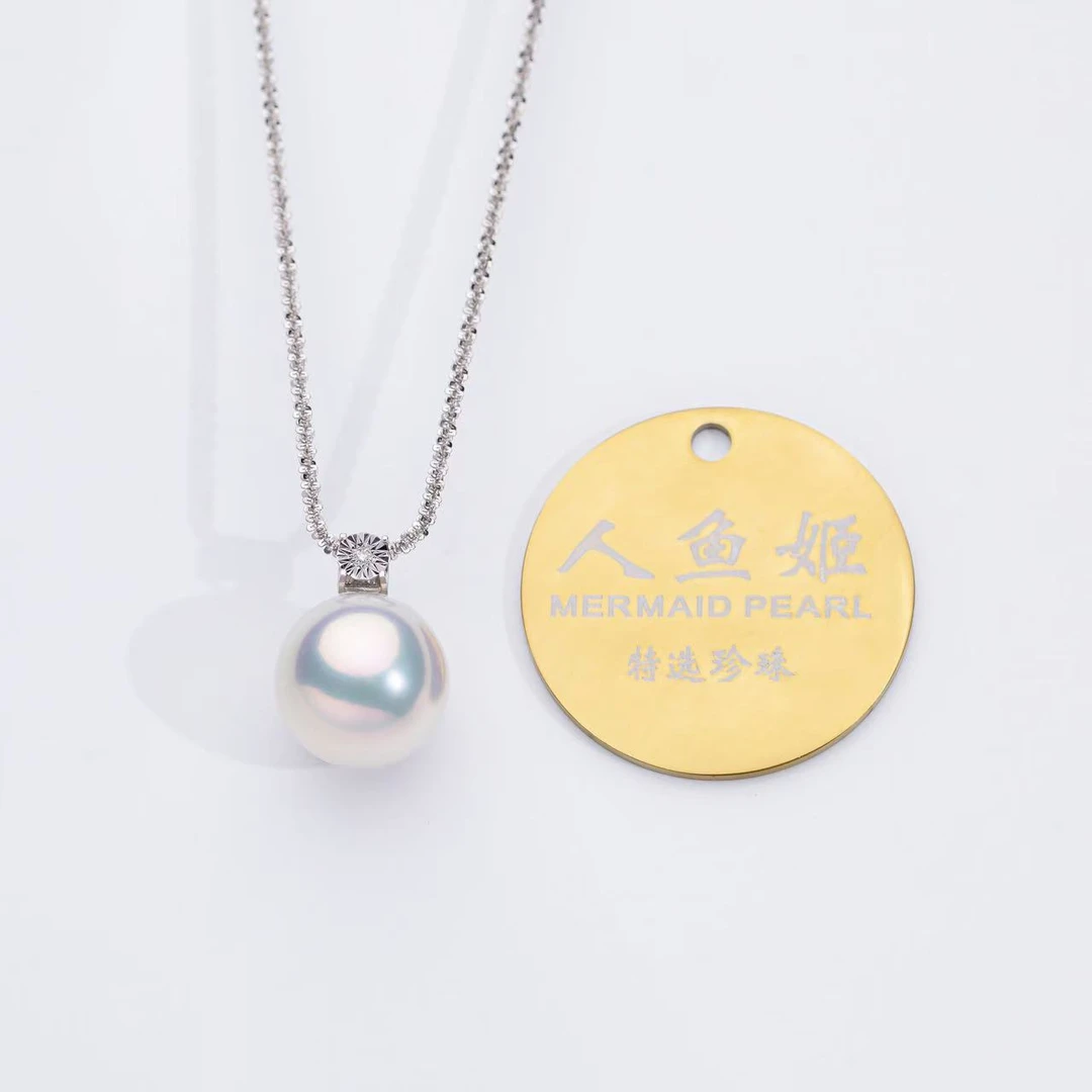 AIKJIANG/爱匠【惊艳炫光】K金钻石扣暴大人鱼姬吊坠13-14/s925银链