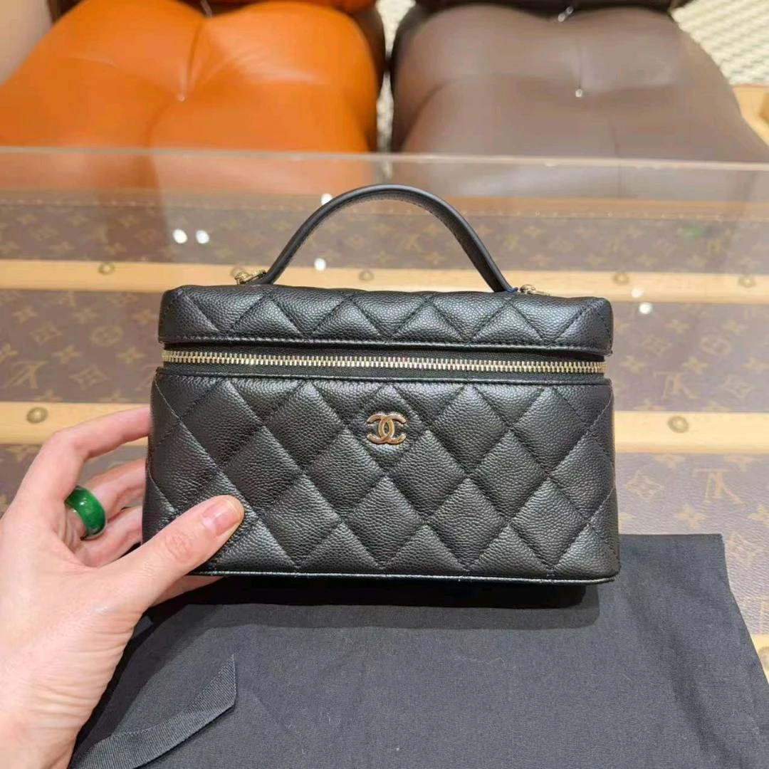 99新 Chanel/香奈儿 香奈儿/Chanel 全️25C 黑色淡金扣荔枝牛皮