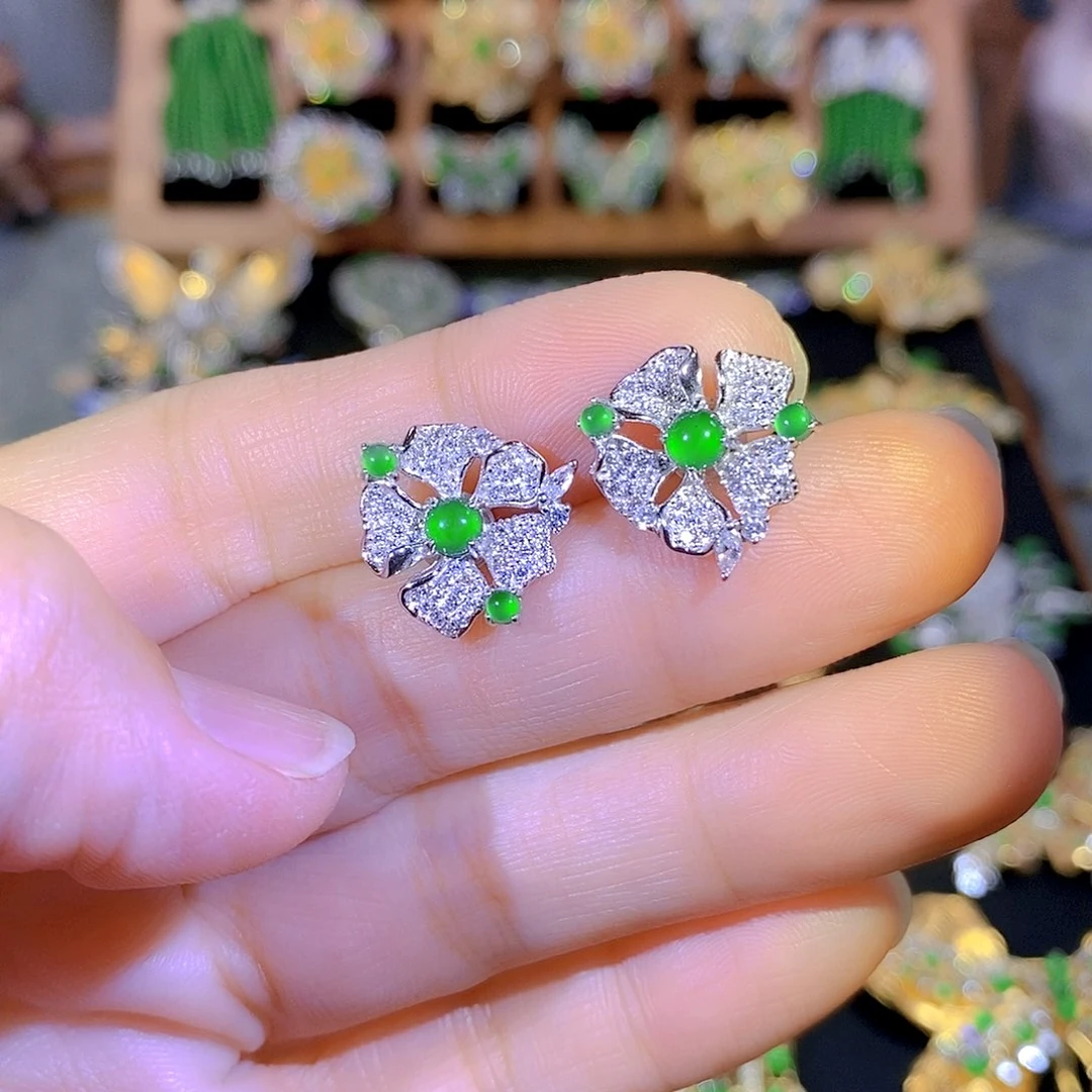 吊坠(不含链)银S925镶嵌翡翠