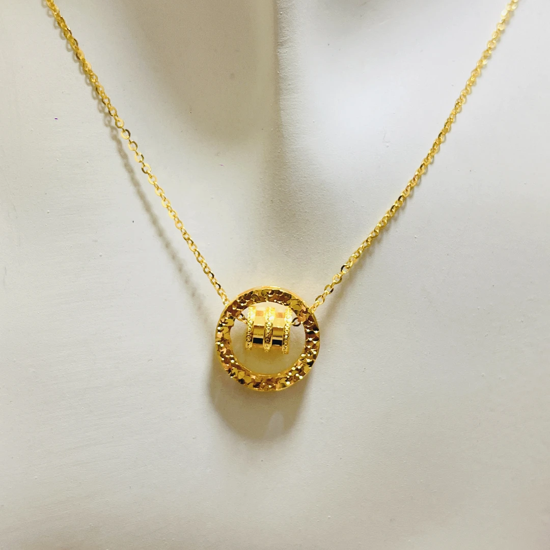 足金999碎碎冰圆环猫眼珠套链ins时尚闪亮