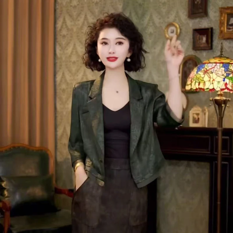 【100%桑蚕丝】高档玻璃小西装静奢风薄款显瘦贵妇风温婉风上衣外套
