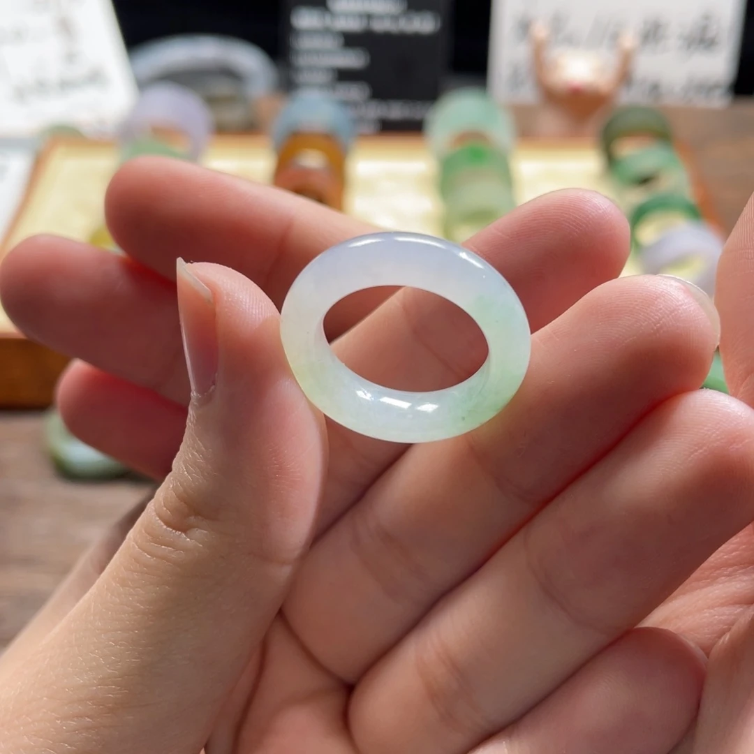 翡翠戒指未镶嵌翡翠戒圈 有纹 12-13