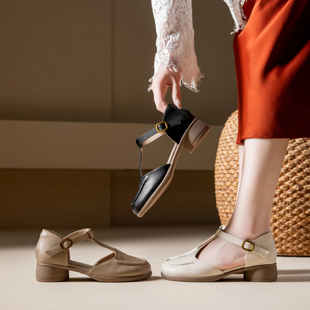 真皮软底凉鞋女时尚百搭休闲镂空凉鞋舒适防滑女鞋凉拖鞋夏季女鞋