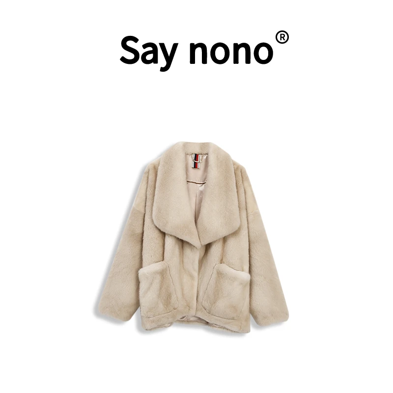 懒猫nono│ 1 Saynono 方领＿天鹅绒短二水貂皮草外套气质 /XS5038