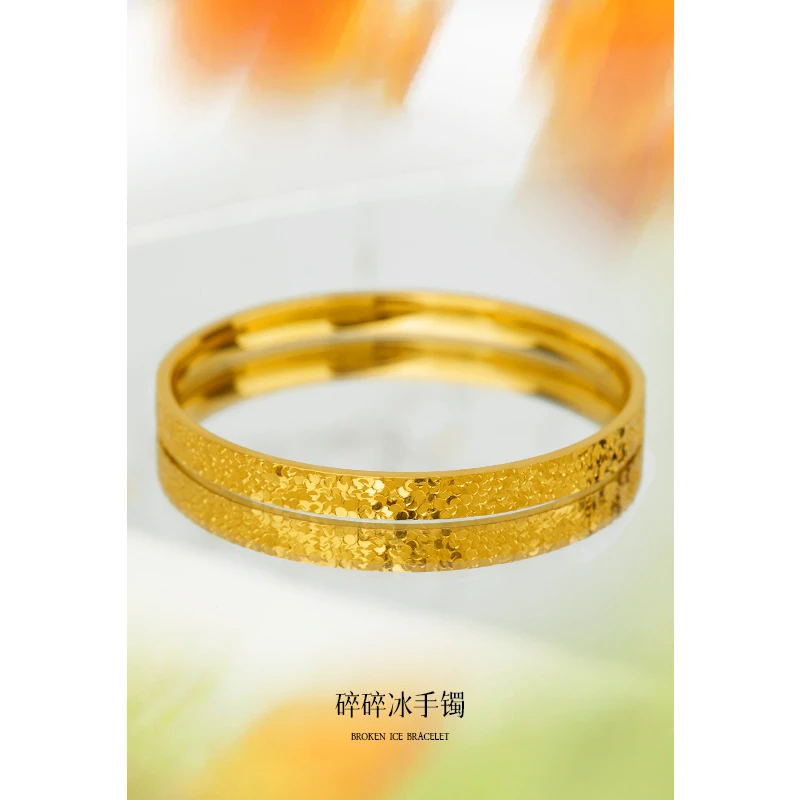 足银手镯 999足银碎碎冰古法亮面传承实心素圈送礼盒银饰手镯