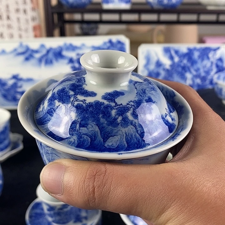 安****景德镇青花山水手工手绘