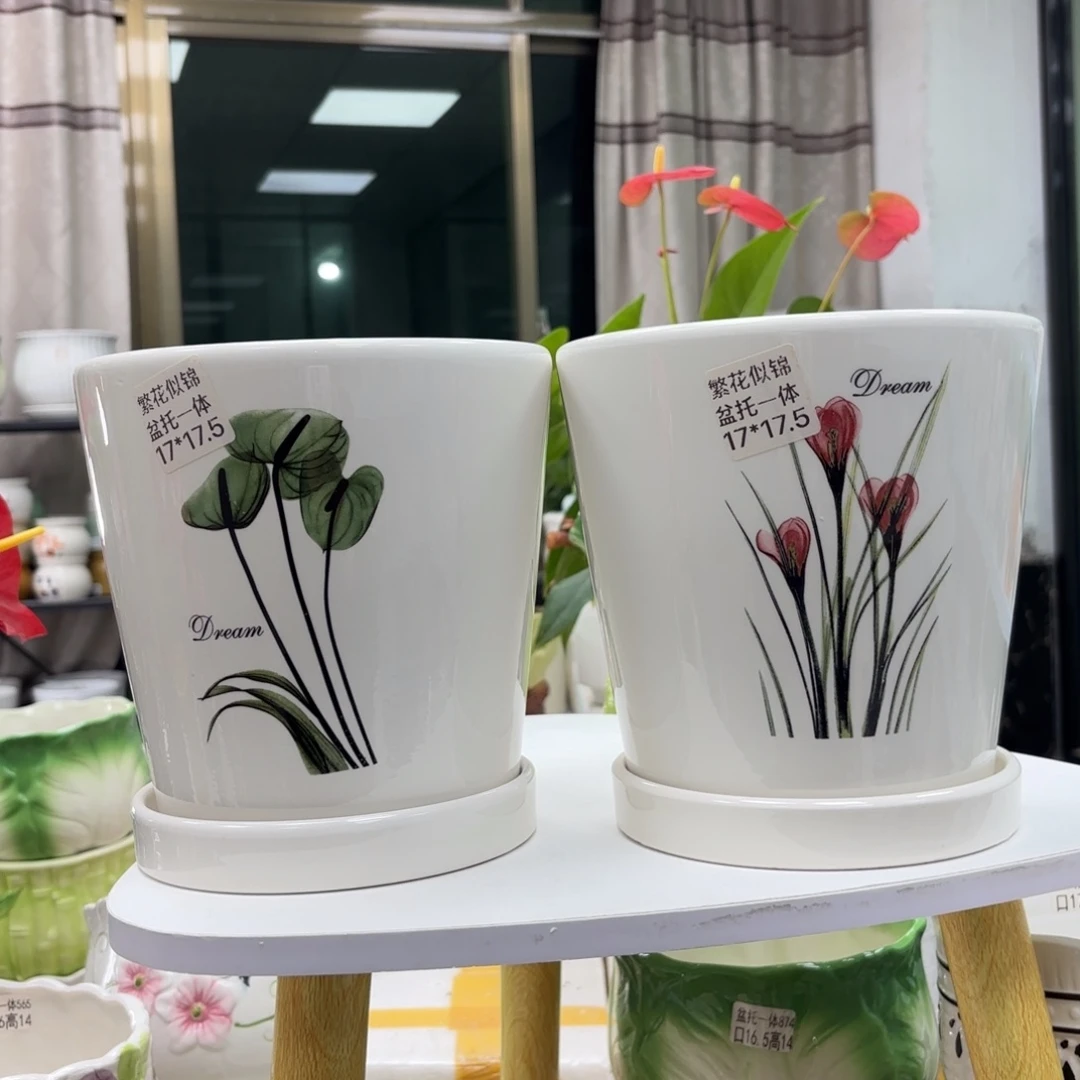 @夏西陶瓷花盆@@繁花似锦