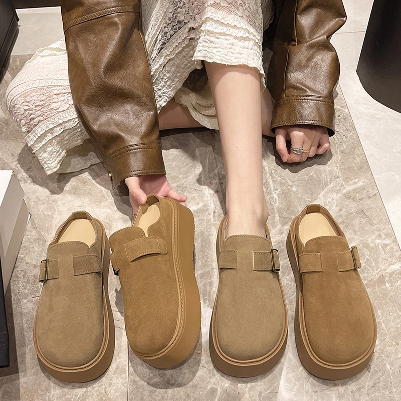 厚底勃肯鞋半拖鞋女夏外穿2025新款百搭时尚包头拖凉拖鞋P8501