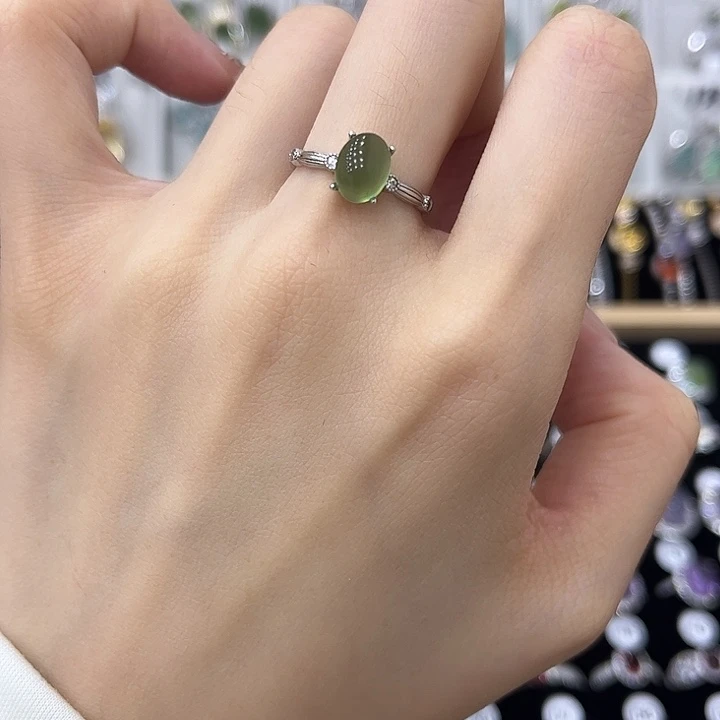 岫玉银S925镶嵌戒指