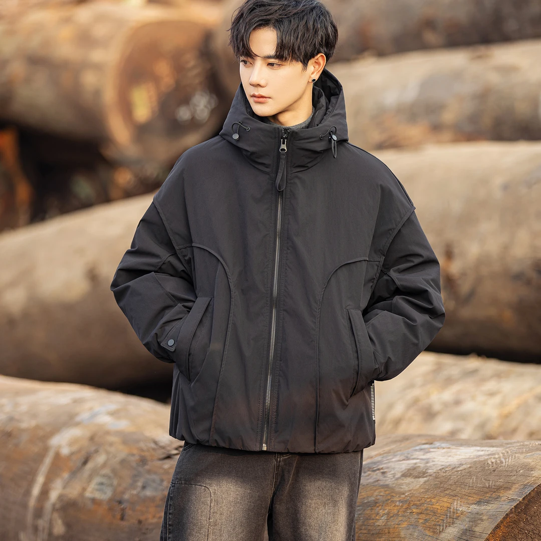 爆款户外连帽羽绒服秋冬新款极简风男装时尚百搭保暖鸭绒男士外套