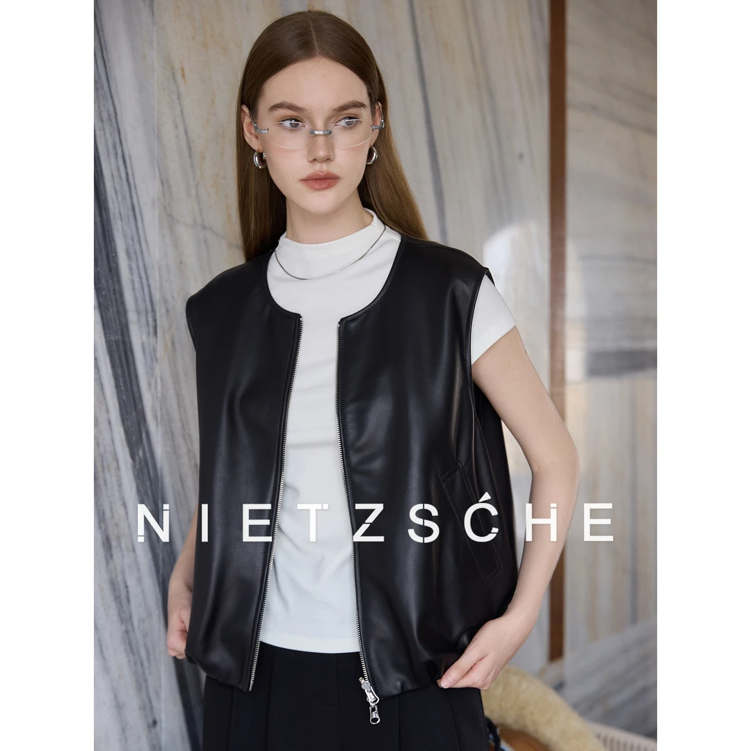 Nietzsche｜中古两面穿皮马甲｜1oo%进口奢级绵羊皮箱型皮衣61651