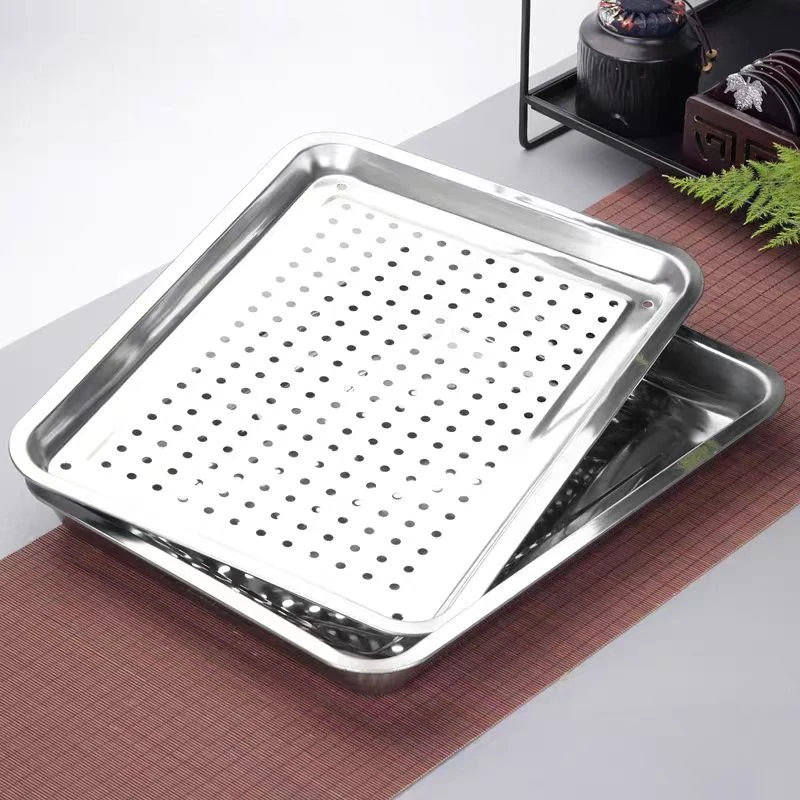 漏盘加厚家用沥水盘漏油盘沥水不锈钢托盘不锈钢沥水托盘茶盘套装