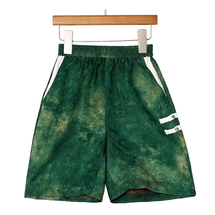 莨宝宝「竹香」B086短裤100%桑蚕丝花罗红云纱儿童阔腿裤