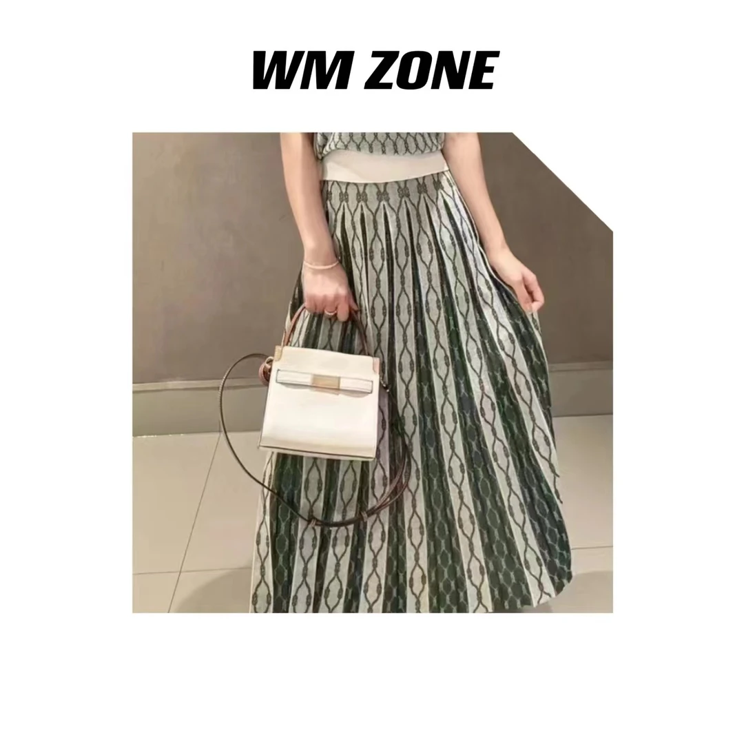 虎儿 4-BSQ316 双色锁链提花半身裙