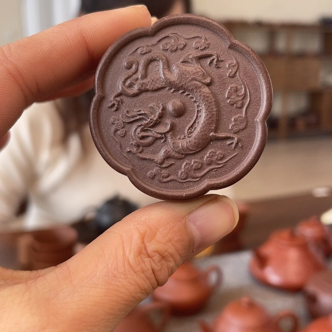 紫砂茶壶九瀚龙纹盖置