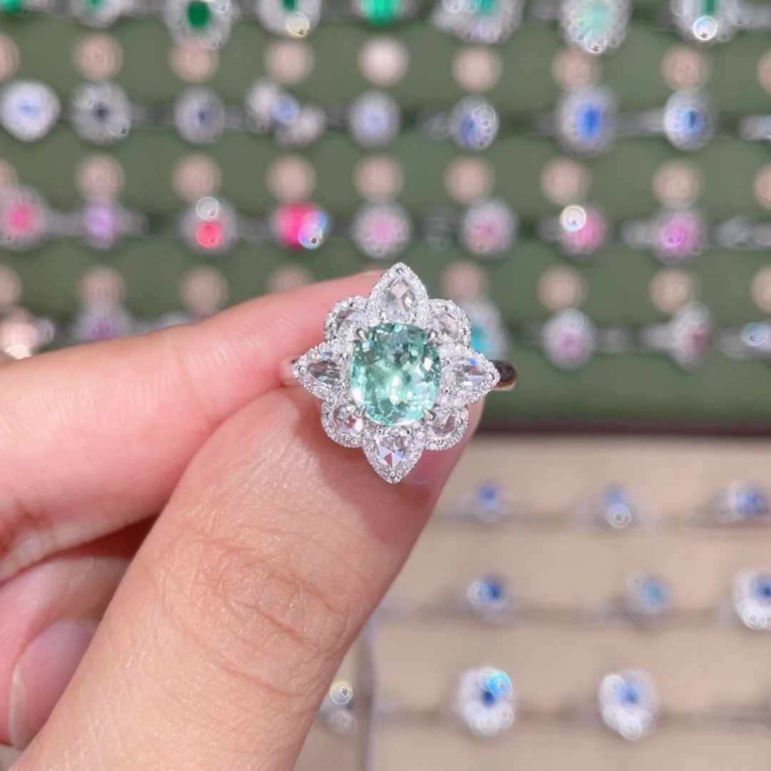 碧玺戒指18K金镶嵌1.49ct 霓虹
