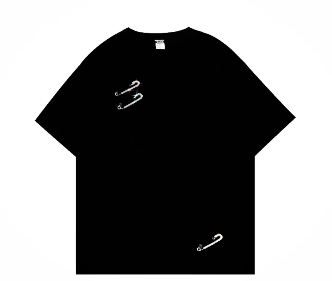 【9号链接-钻石别针】260克纯棉潮流时尚T恤半袖轻奢百搭休闲宽松