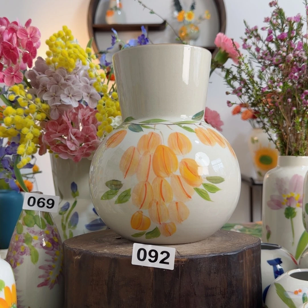 摆件景德镇陶瓷手绘小花瓶摆件无孔