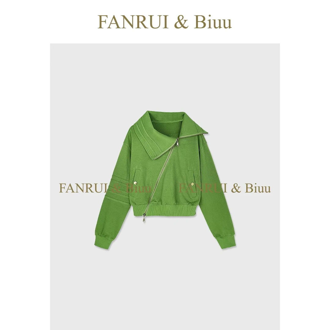 FANRUI/泛芮「贝贝biuu」不规则斜边拉链设计感原创卫衣外套B18275