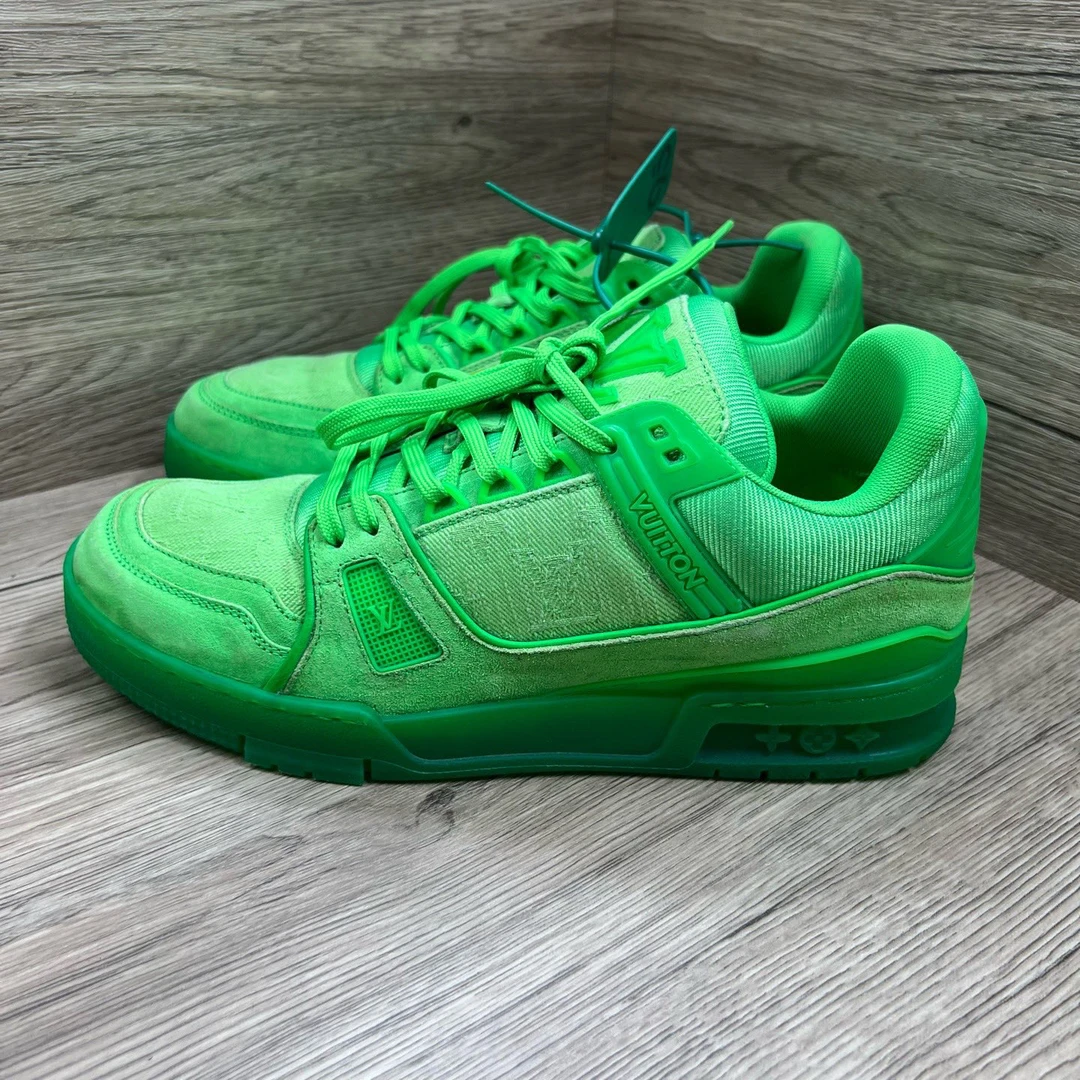 95新 LouisVuitton/路易威登 Trainer 绿色牛仔板鞋 41码/95新